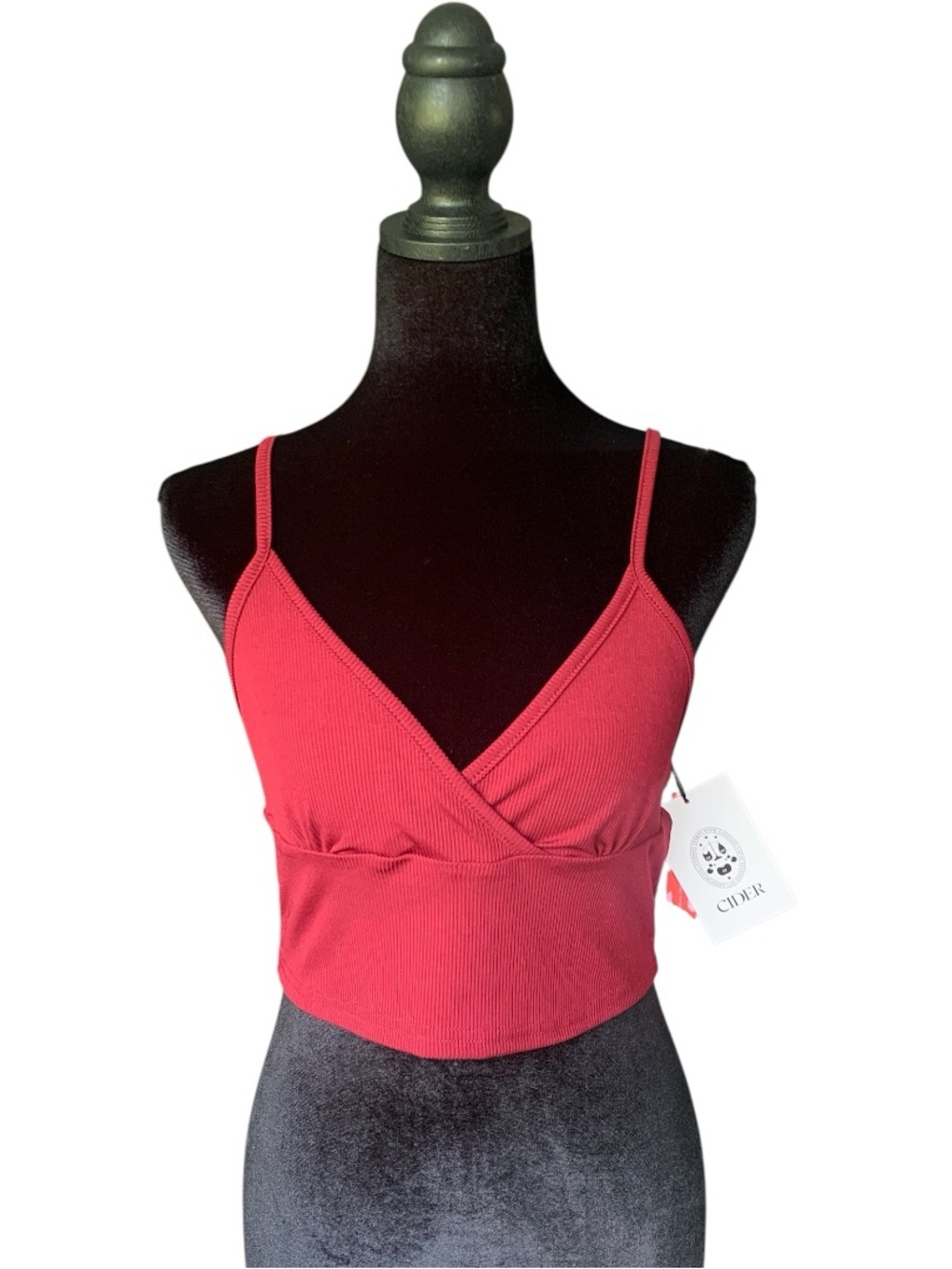 NWT Cider Burgundy Ribbed V-Neck Bralette Crop Top size medium